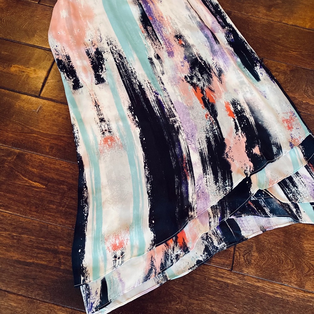 Parker Abstract Print Mini Dress - Black, White, Pink - Picture 5 of 5